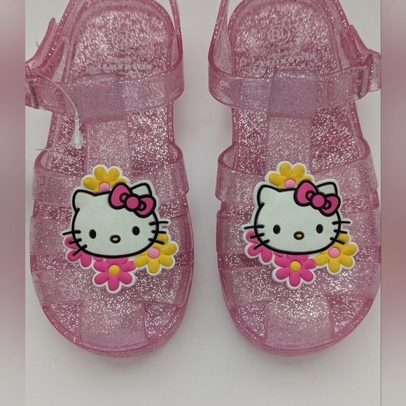 BNWOT Sanrio Hello Kitty (Girl's Size 10) Pink Glitter Jelly Sandals - Picture 2 of 16